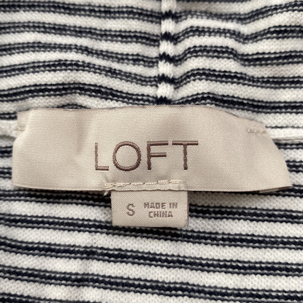 Loft Open Hooded Striped Cardigan 💗 White & Black - Picture 14 of 16